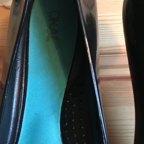 OKA B Black Shiny Patent Rubber Ballet Flats - Picture 3 of 9